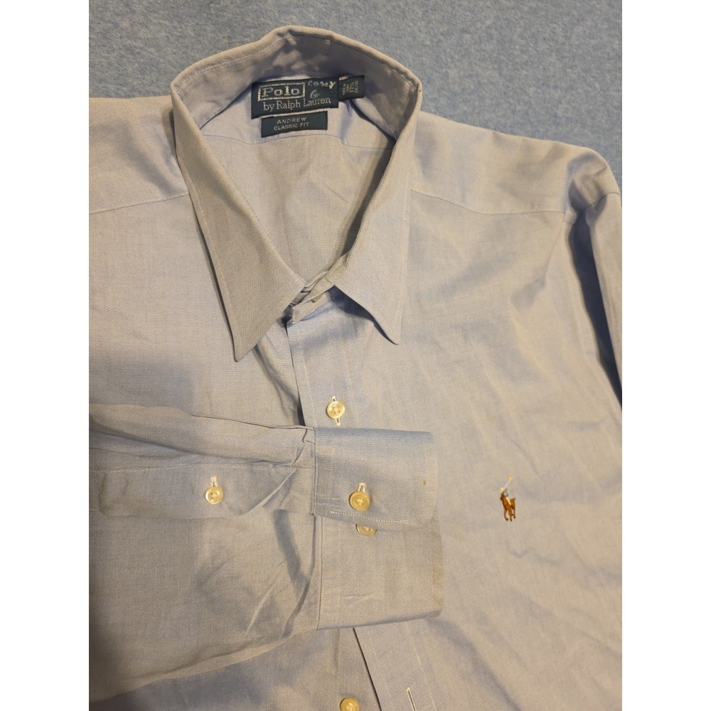Vtg Polo Ralph Lauren Shirt Men's Size XL Blue Andrew Classic Fit Long Sleeve
